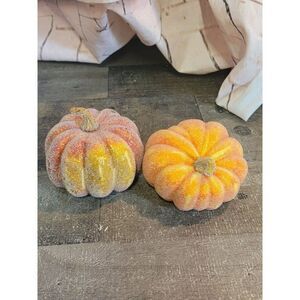 Shiny orange pumpkin set Decor fall figure